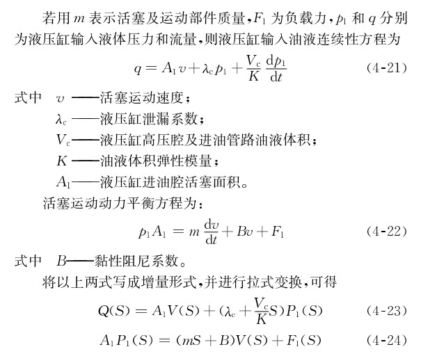 液压缸的具有的动态特性
