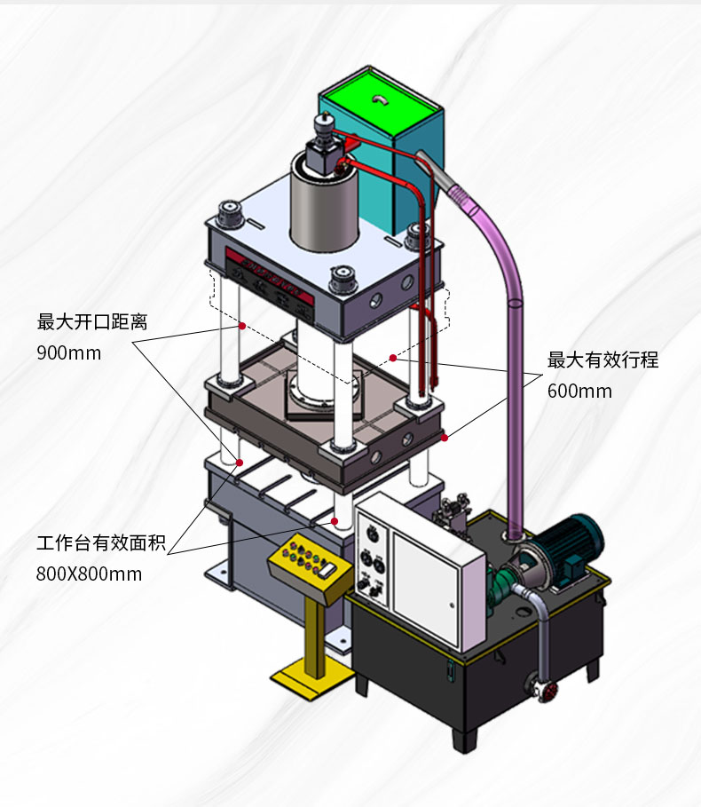 四虎成人网站91精品 315吨汽车内饰成型液压机 315T复合材料热压油压机 模型图
